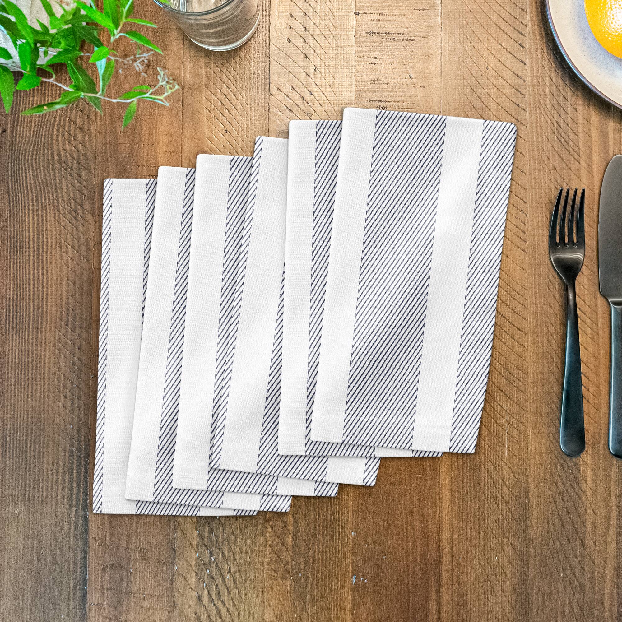 Textured Blue Stripes 10" x 10" Cotton Twill Napkin